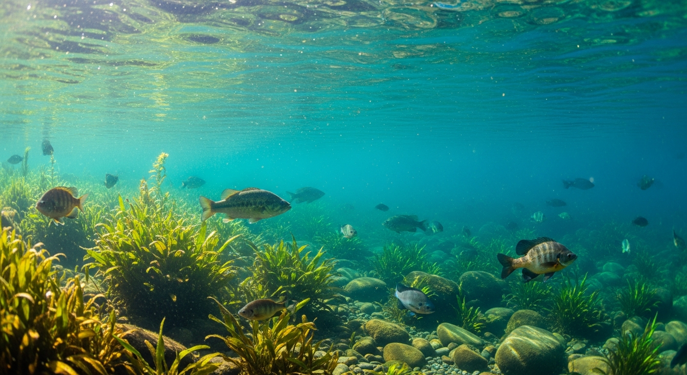 After: crystal clear river with native fish thriving