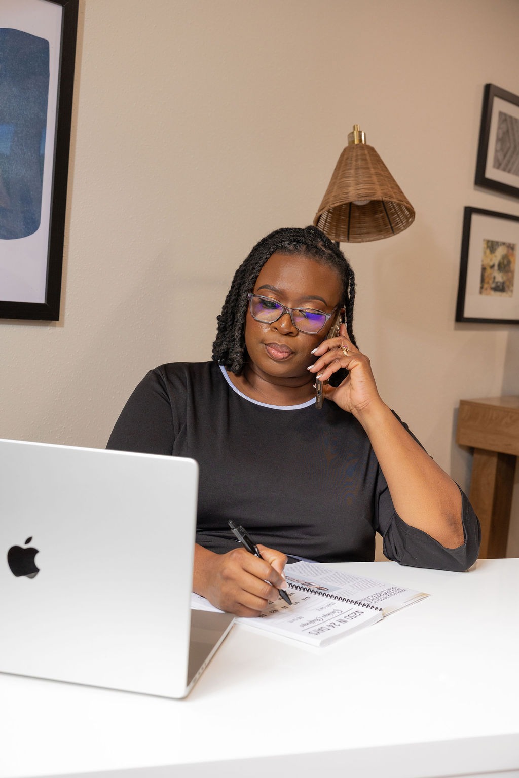 Simply Noble Services notary reviewing document requirements with client