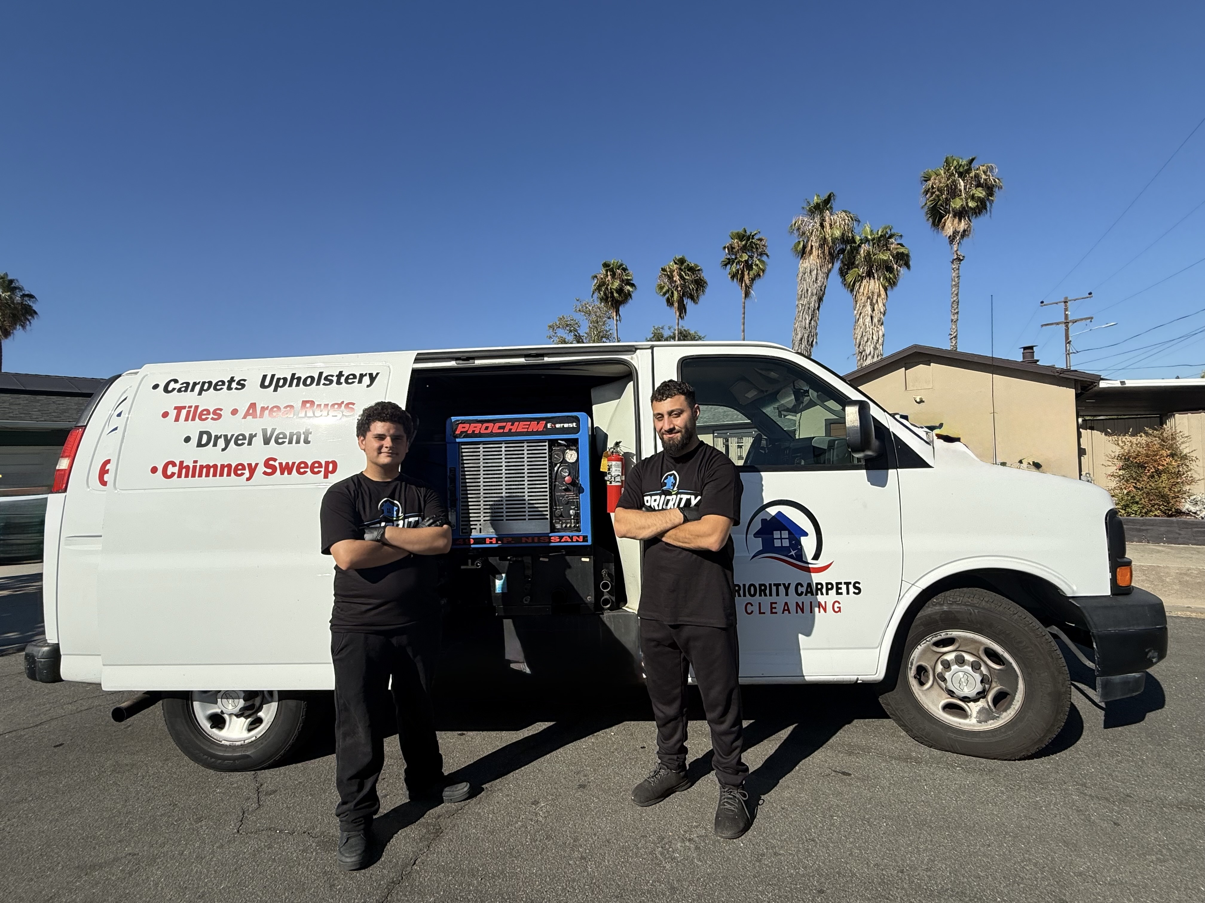 Priority Carpet Cleaning Van Fleet and Team in El Cajon San Diego