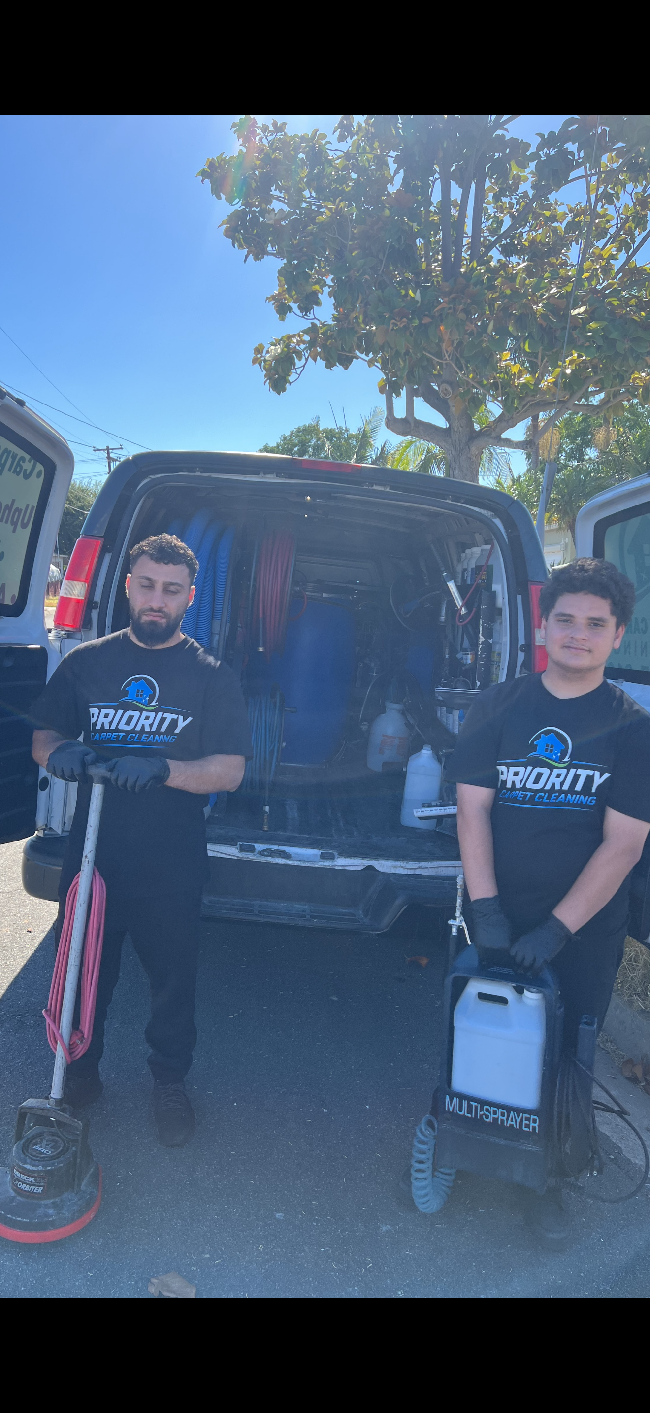 Priority Carpet Cleaning Techs with Equipment Van