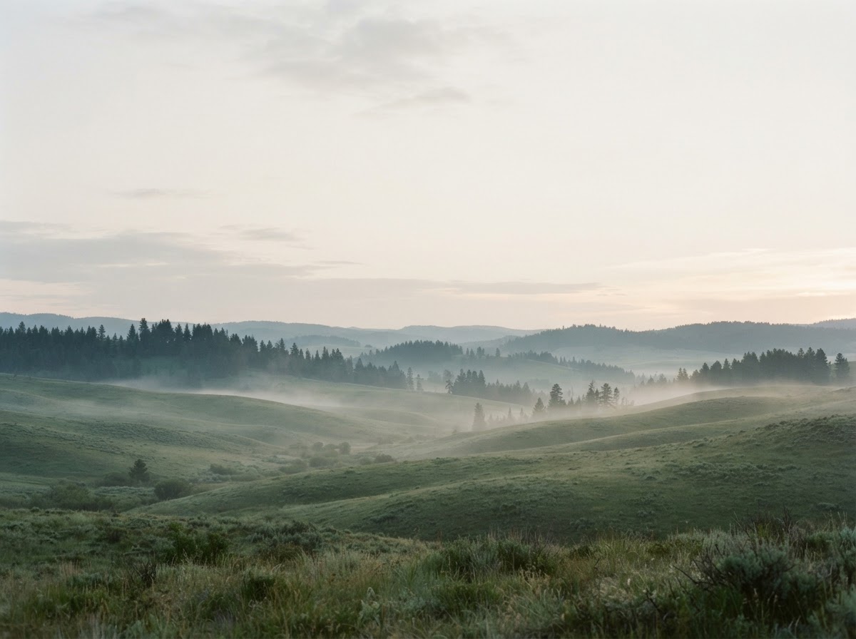 Serene Montana valley landscape at dawn