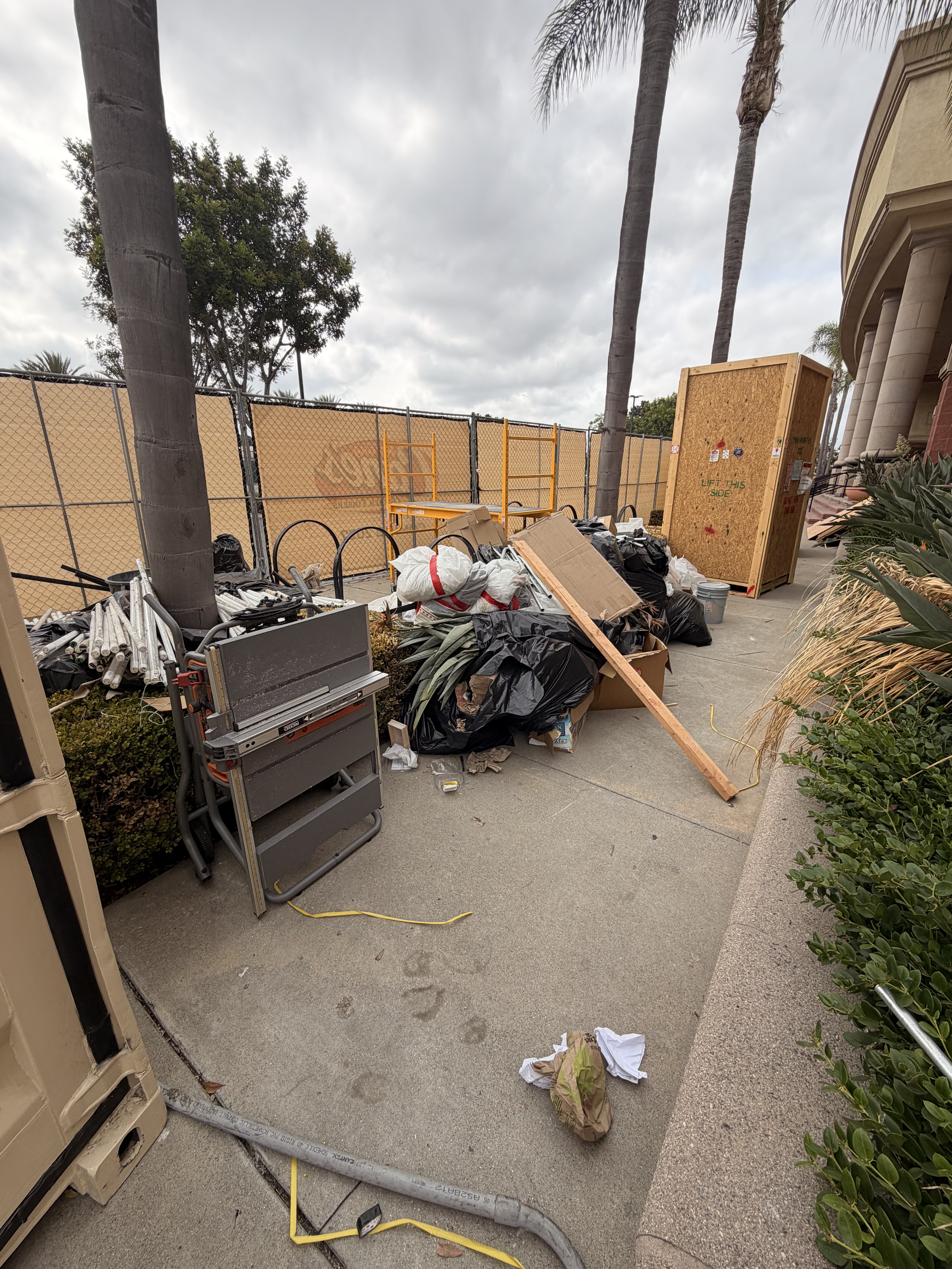 Commercial junk removal job site in Irvine — before cleanup