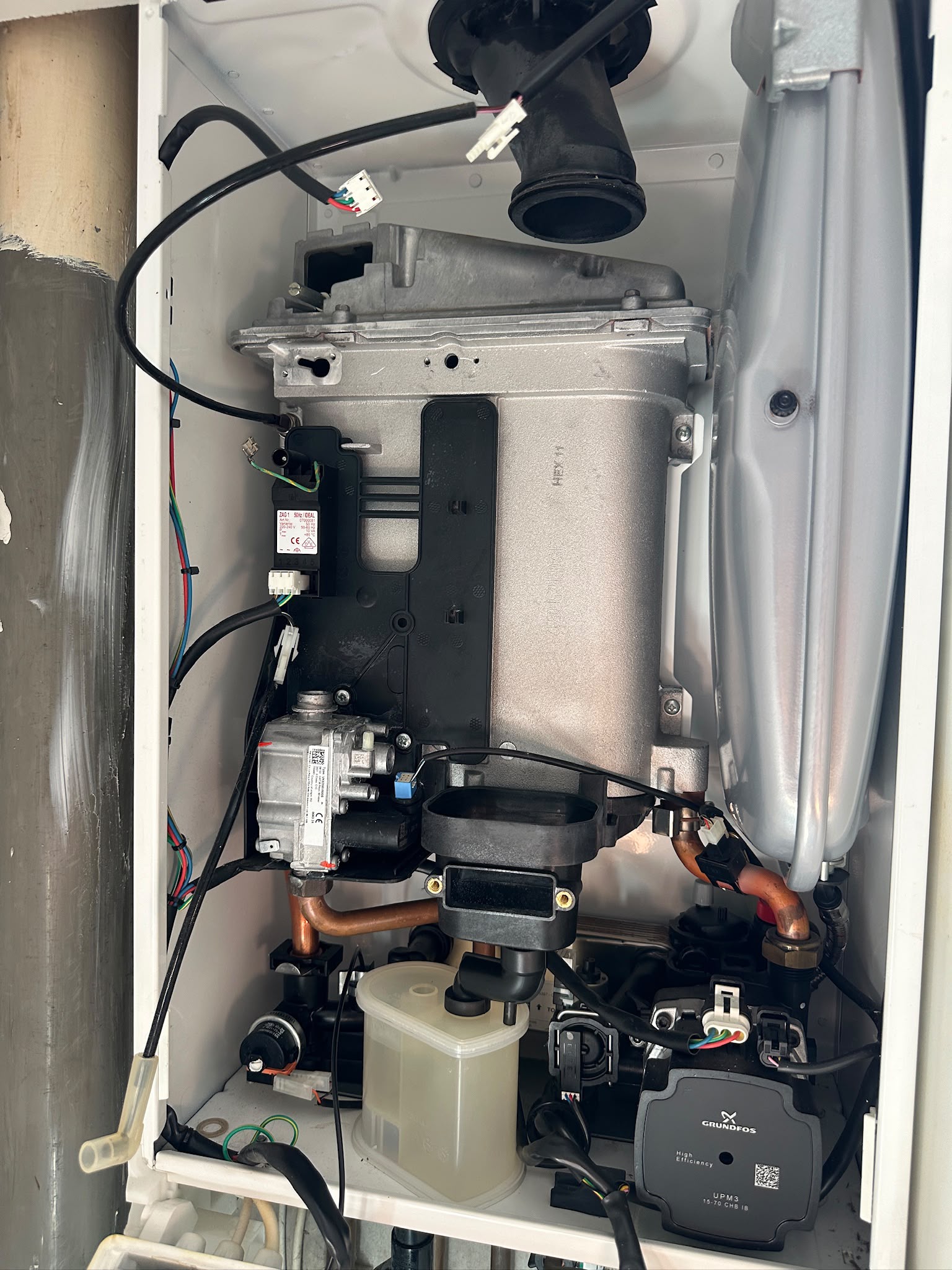 Internal boiler components inspected and maintained by Owens Gas Services