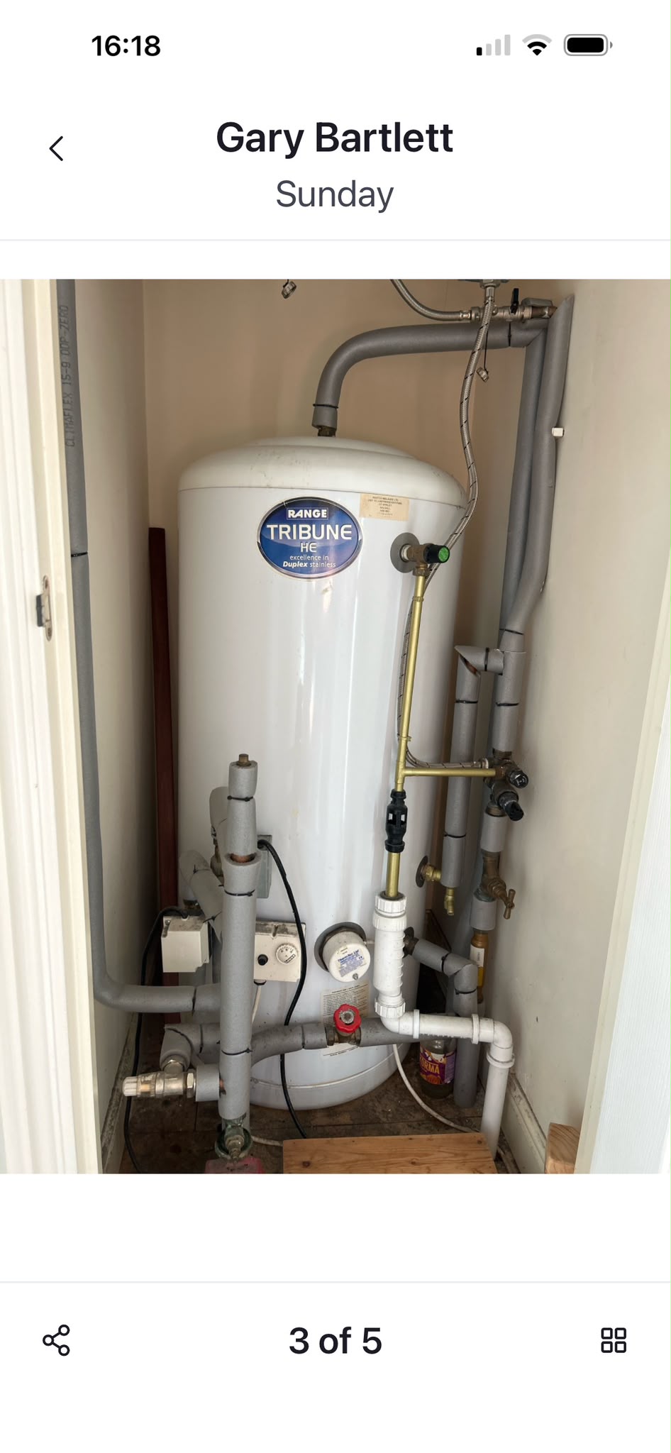 Hot water cylinder and central heating pipework maintenance and inspection