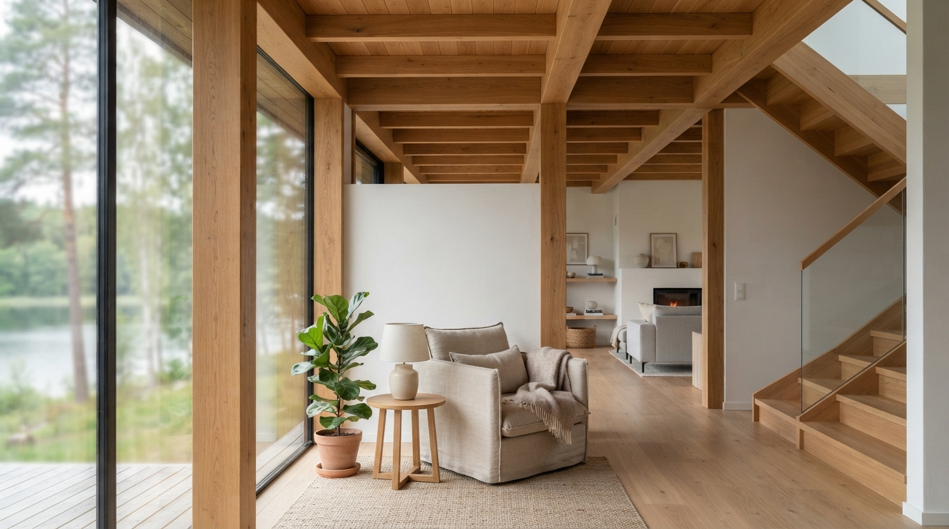 Warm architectural structure and natural lighting
