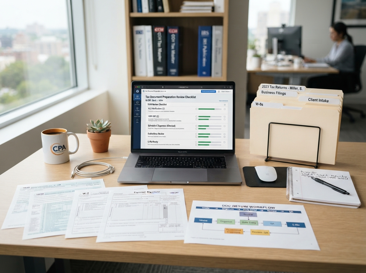 Organized tax records and tax preparation checklist