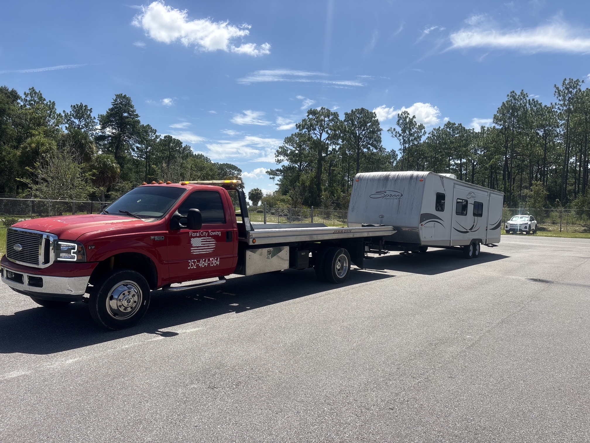 Red Ford F-350 Flatbed