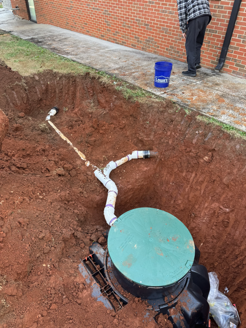 Septic tank installation in progress