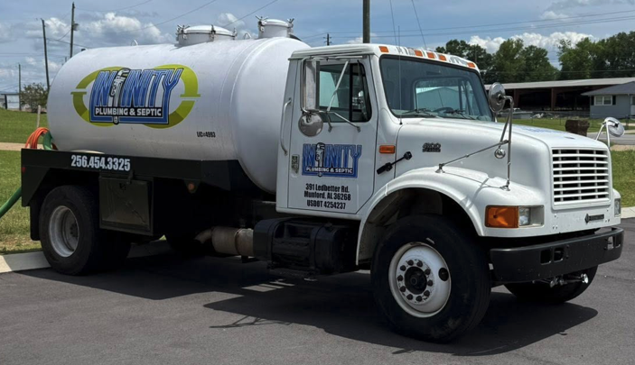 Infinity Plumbing and Septic service truck in North East Alabama