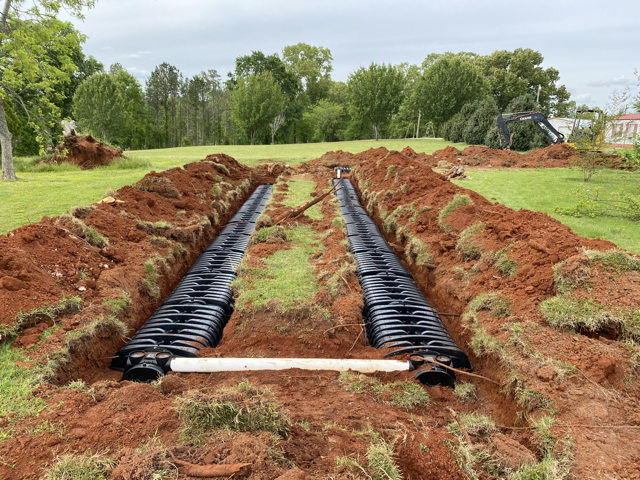 New drain field line installation