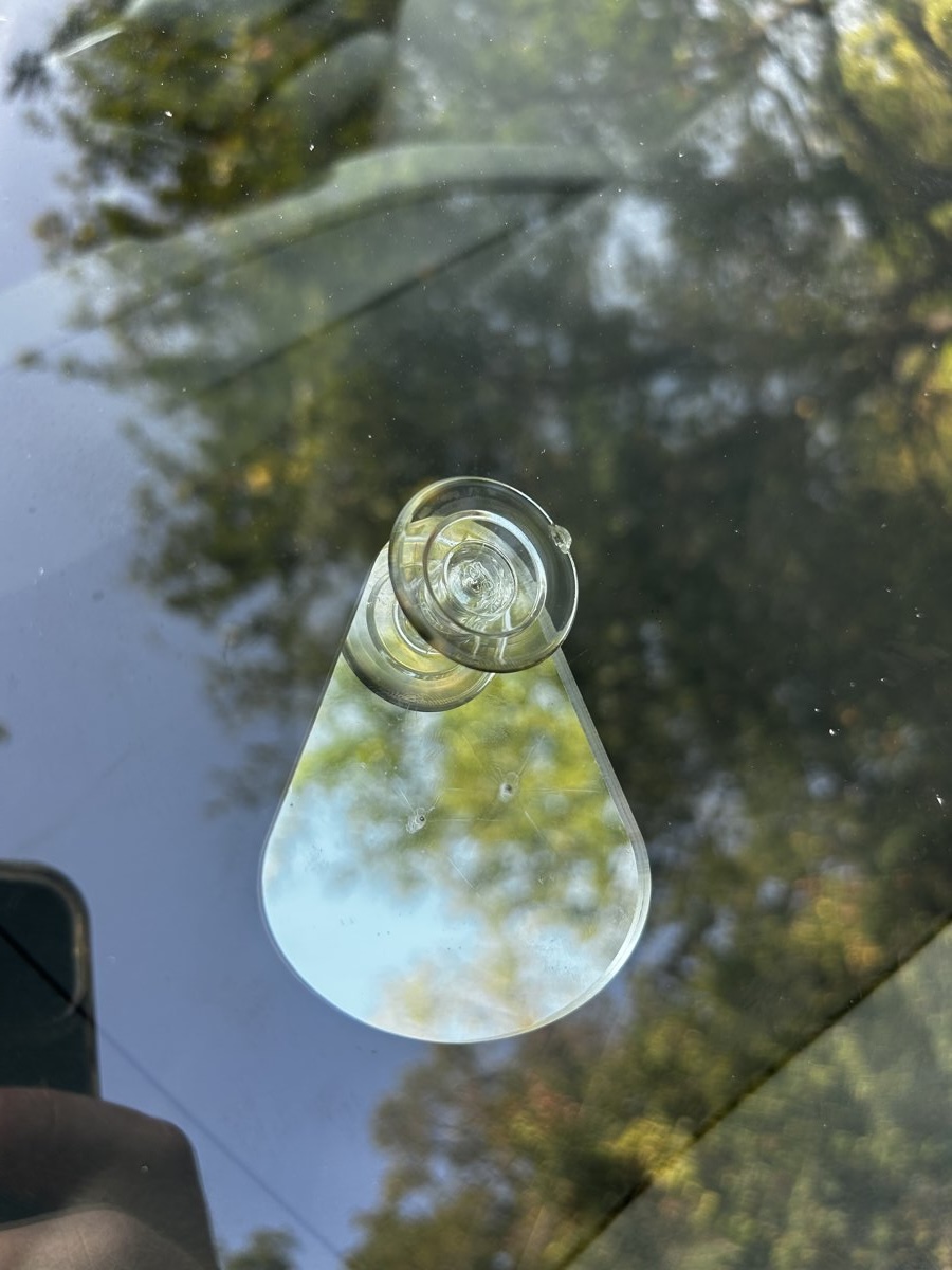 Windshield glass after optical resin repair
