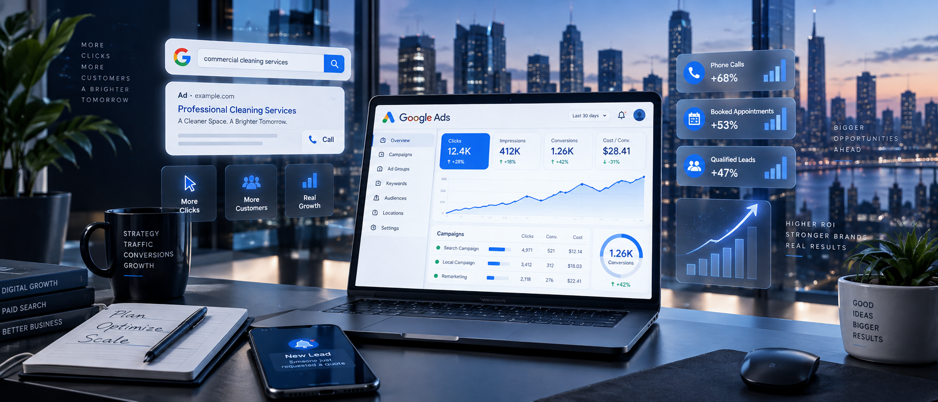 Google Ads Performance Dashboard - Millennial PLS Paid Search Management
