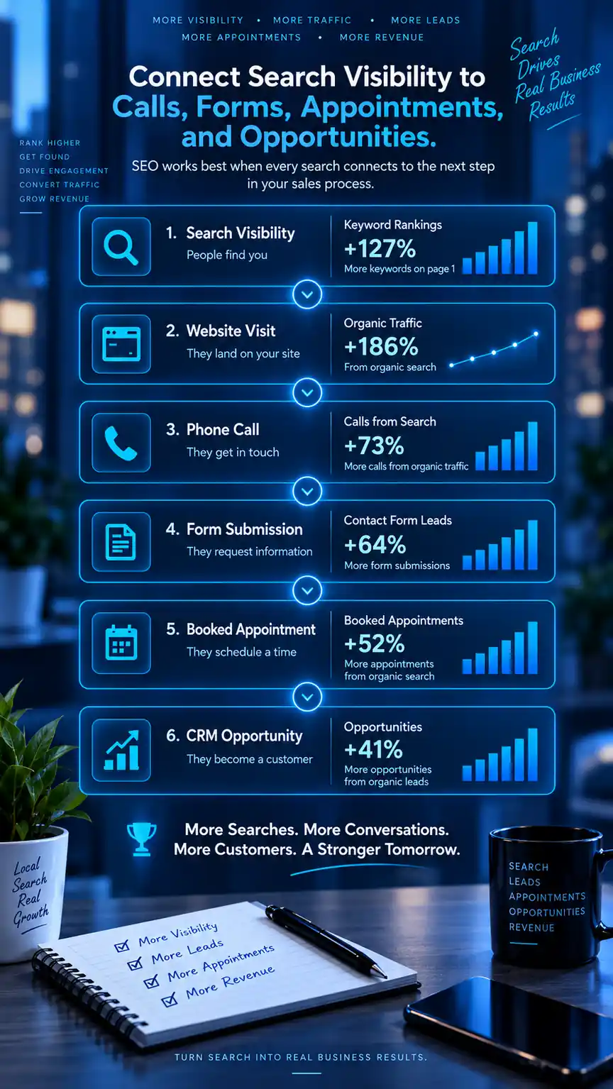 Connect Search Visibility to Calls, Forms, Appointments, and Opportunities Mobile - SEO Process | Millennial PLS
