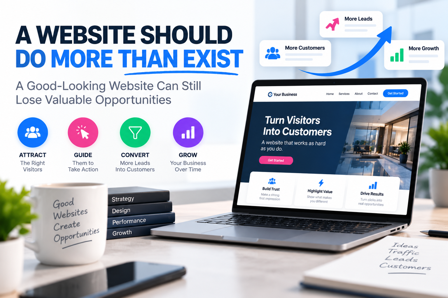 A Website Should Do More Than Exist: A Good-Looking Website Can Still Lose Valuable Opportunities - Turn Visitors Into Customers | Millennial PLS