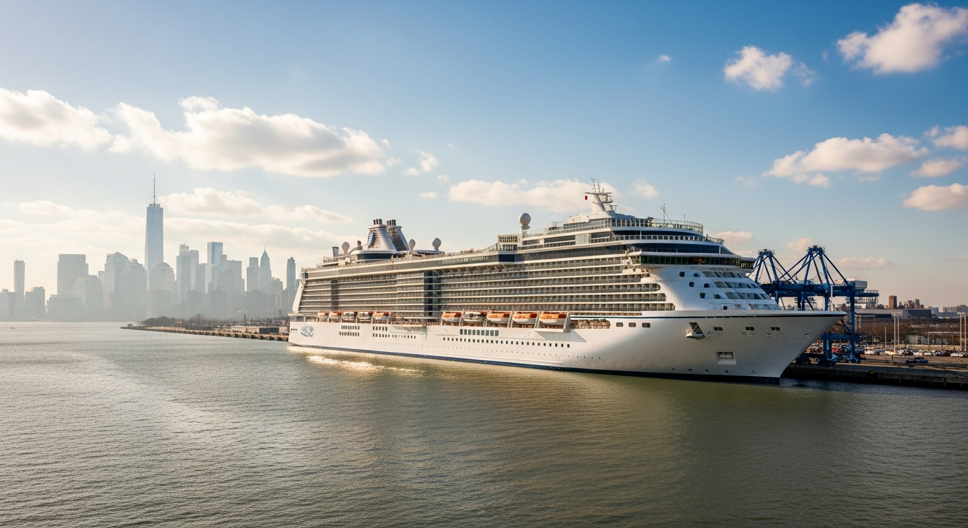 Cruise ship docked at Cape Liberty Cruise Port