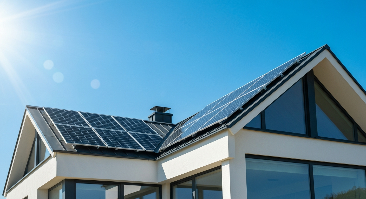 Clean solar panels on a roof