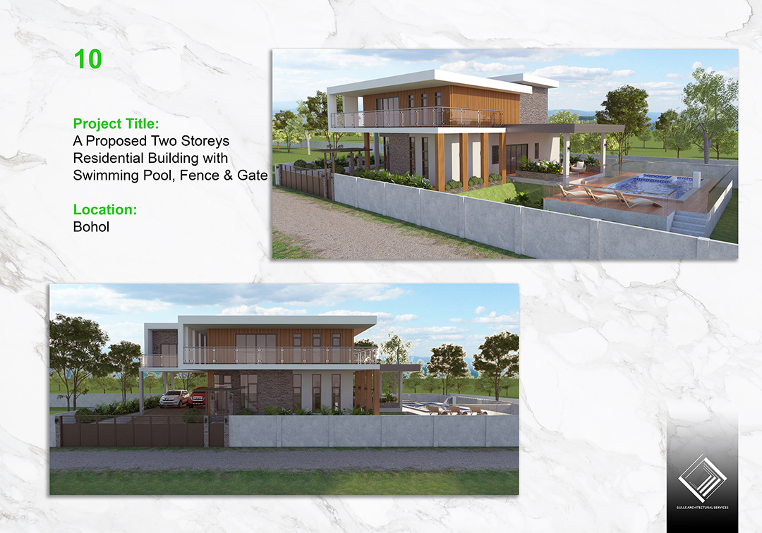 A Proposed Two Storeys Residential Building with Swimming Pool, Fence & Gate - architecture Cebu