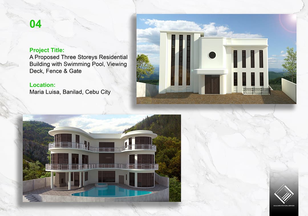 A Proposed Three Storeys Residential Building with Swimming Pool, Viewing Deck, Fence & Gate - architecture Cebu