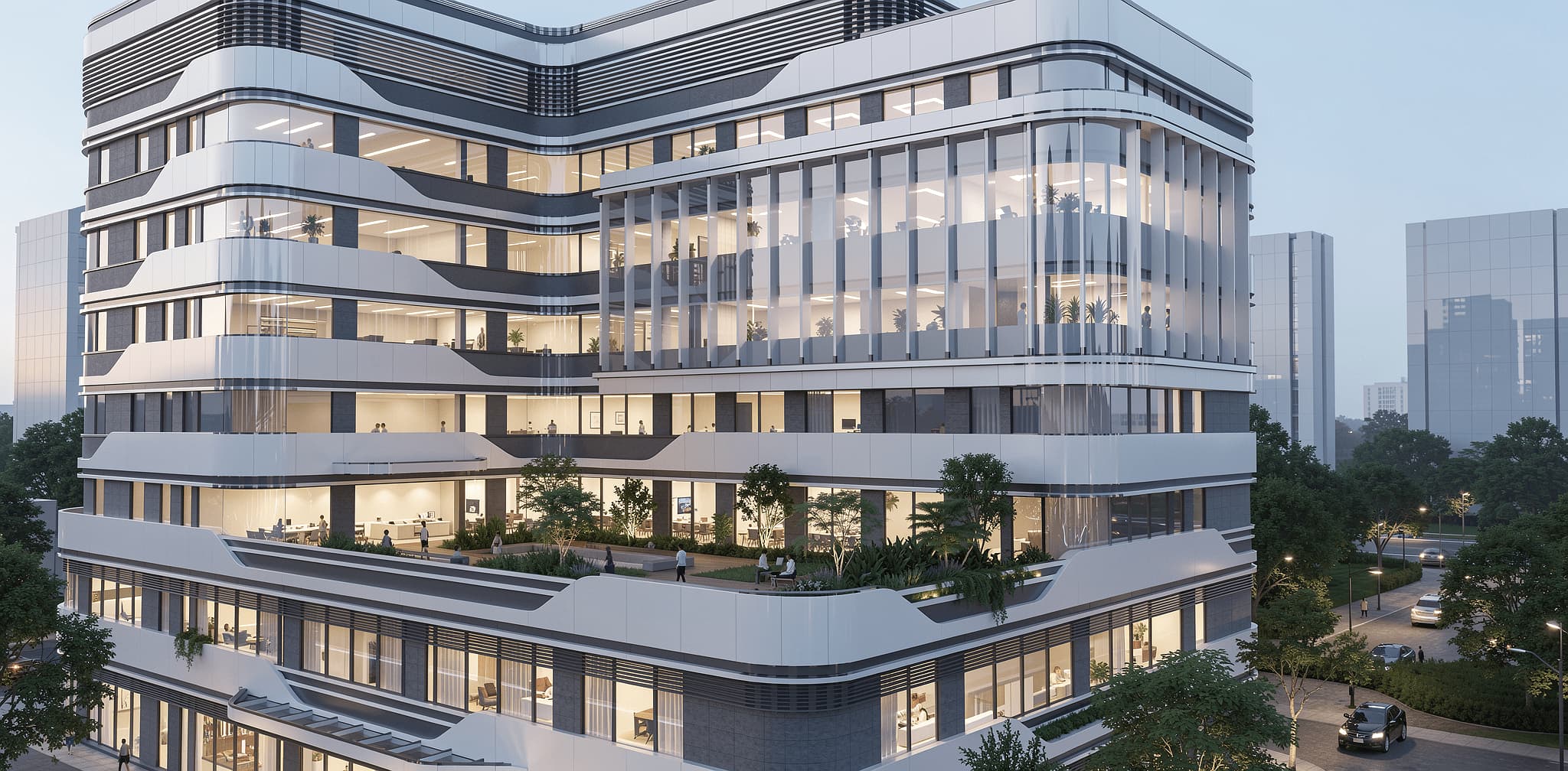 Terraced Podium Garden & Glass Facade Architecture - architecture Cebu