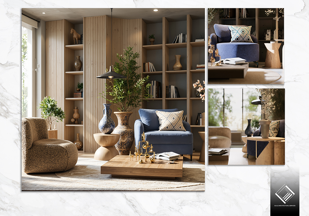 Japandi Living Room Interior Concept - architecture Cebu