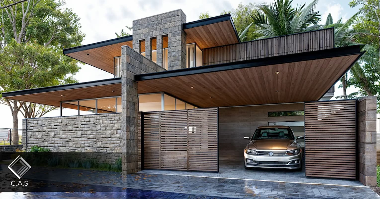 Modern Cantilever Residence with Carport - architecture Cebu