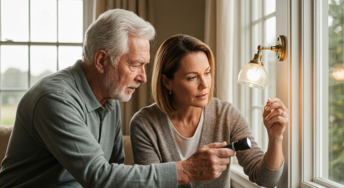 Family reviewing a home repair issue