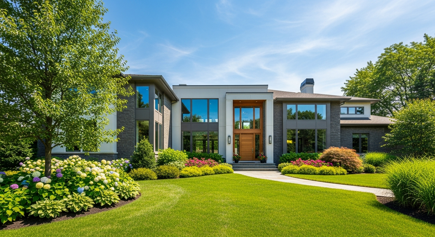 Beautiful modern single-family home exterior in a Philadelphia suburb
