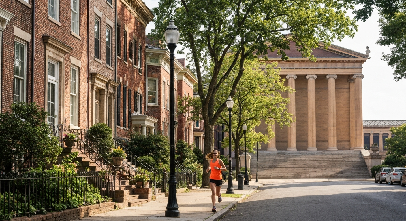 Fairmount Art Museum Philadelphia rowhomes neighborhood