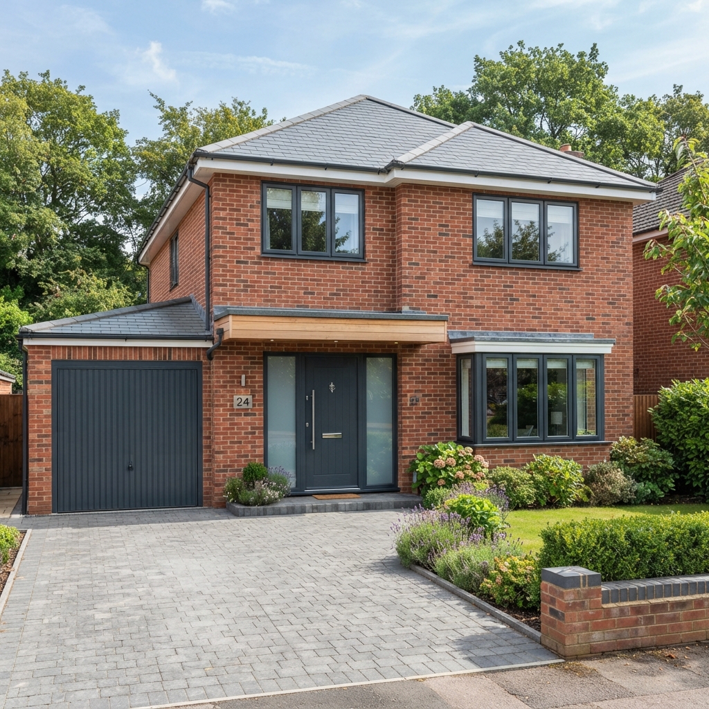 Modern UK home with anthracite uPVC double glazed windows and door fitted by local experts in Hull