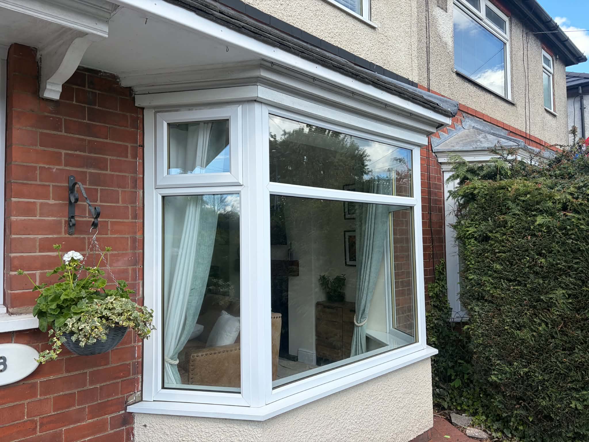 White uPVC Bay Window — Finished Installation