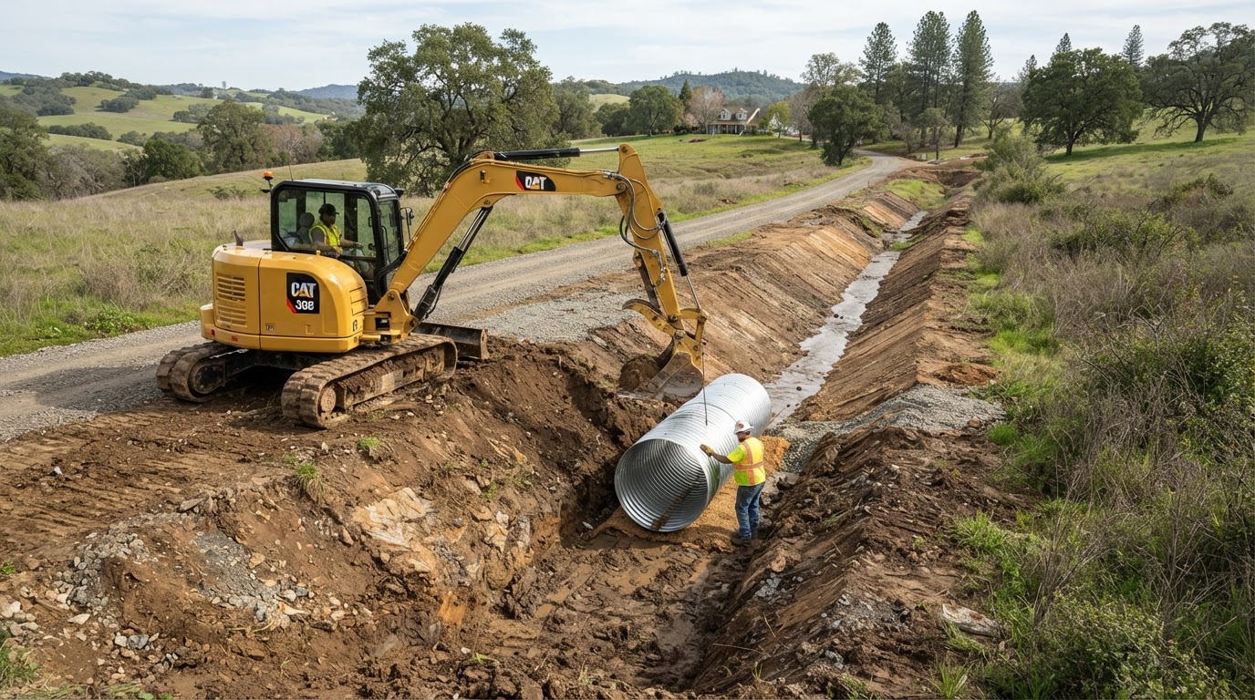 Culvert and drainage ditch excavation