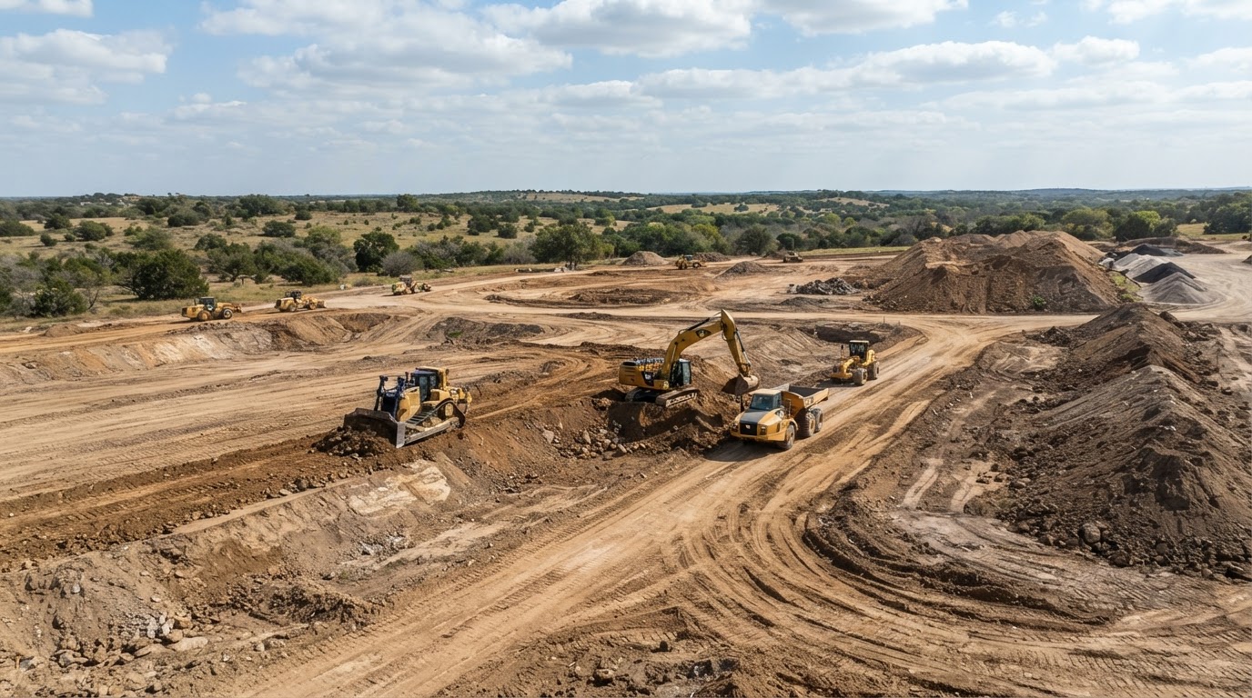 Excavation and property preparation work near Denton Texas