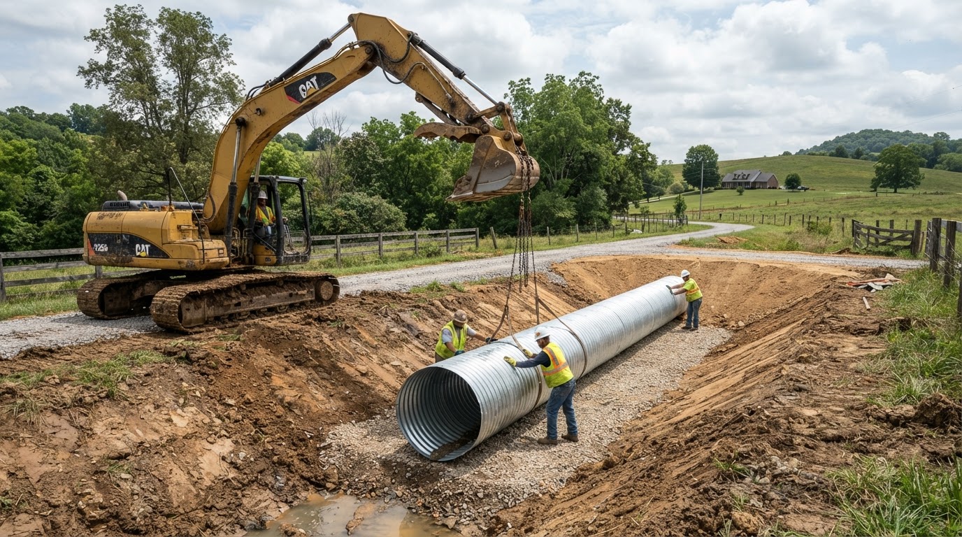 Culvert and drainage ditch excavation