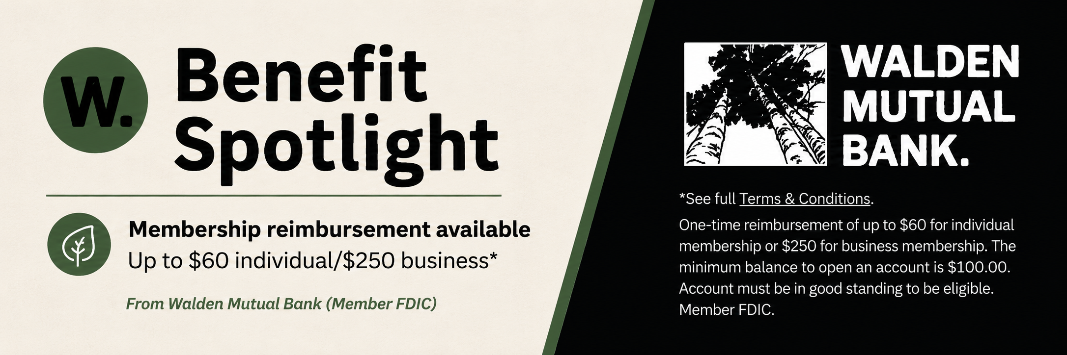 Walden Mutual Bank Gift of Support Spotlight - Membership reimbursement up to $60 individual / $250 business for Slow Food USA investors