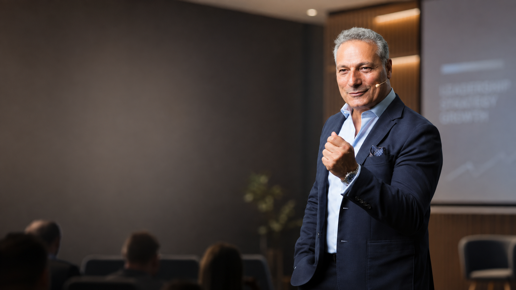 Reza Hojati als Speaker auf der Bühne beim LeadersOffensive Event