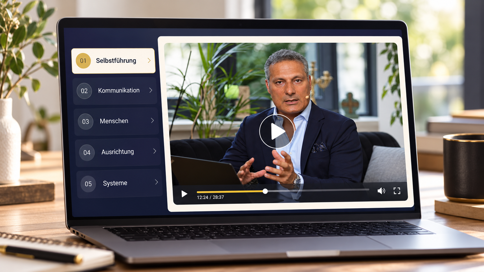 Videomodule auf Laptop — 5D Leadership Architektur