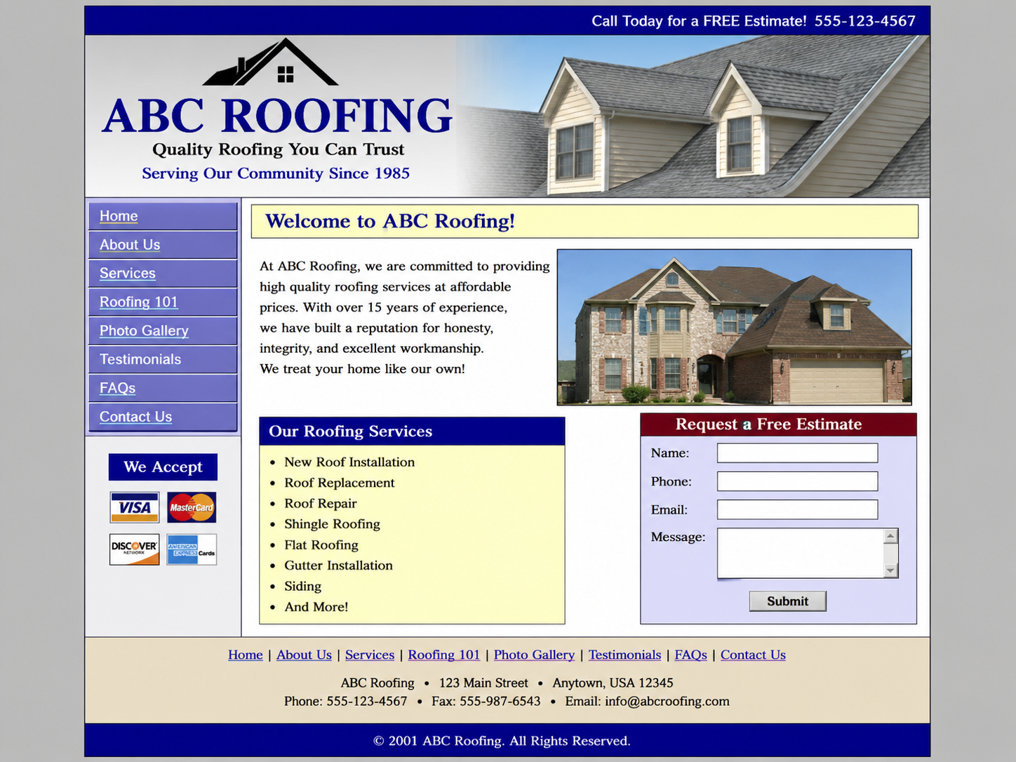Ugly Outdated Roofing Website