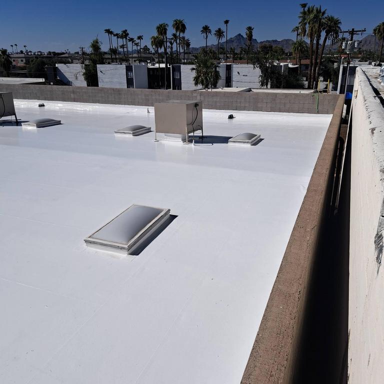 Commercial TPO and silicone roof installation in Arizona