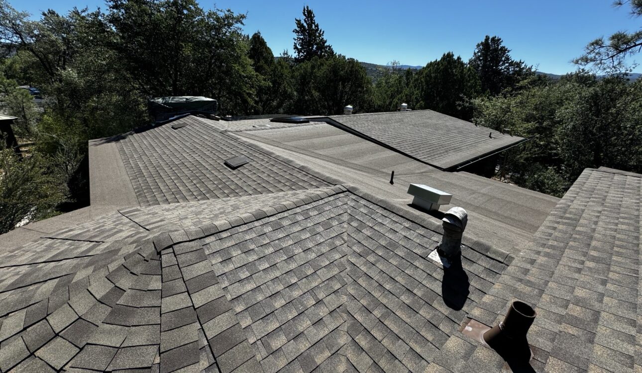 Architectural asphalt shingle roof installation on a Prescott Arizona home