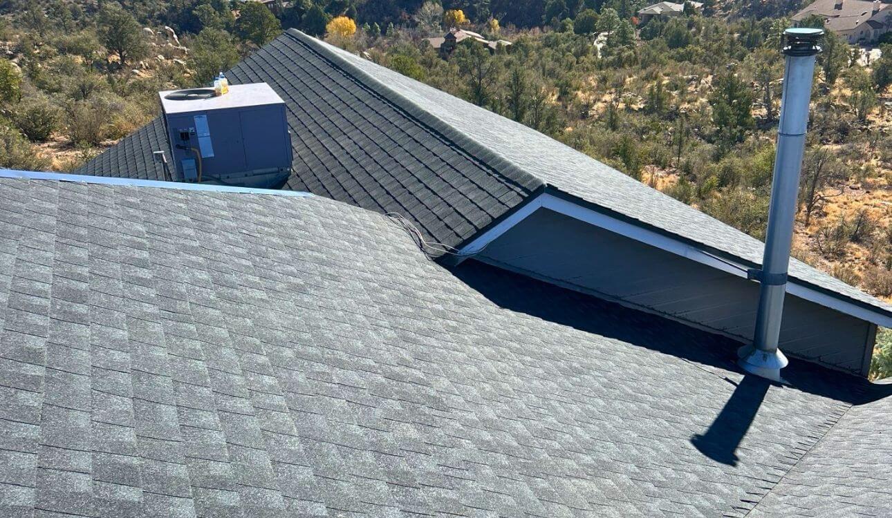 Dark Charcoal GAF Architectural Shingle Roof Prescott Arizona • Desert Climate Installation