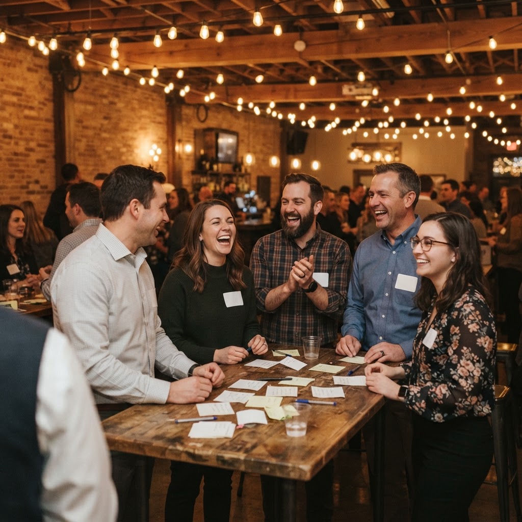 Employees engaged during an interactive moment at a corporate event