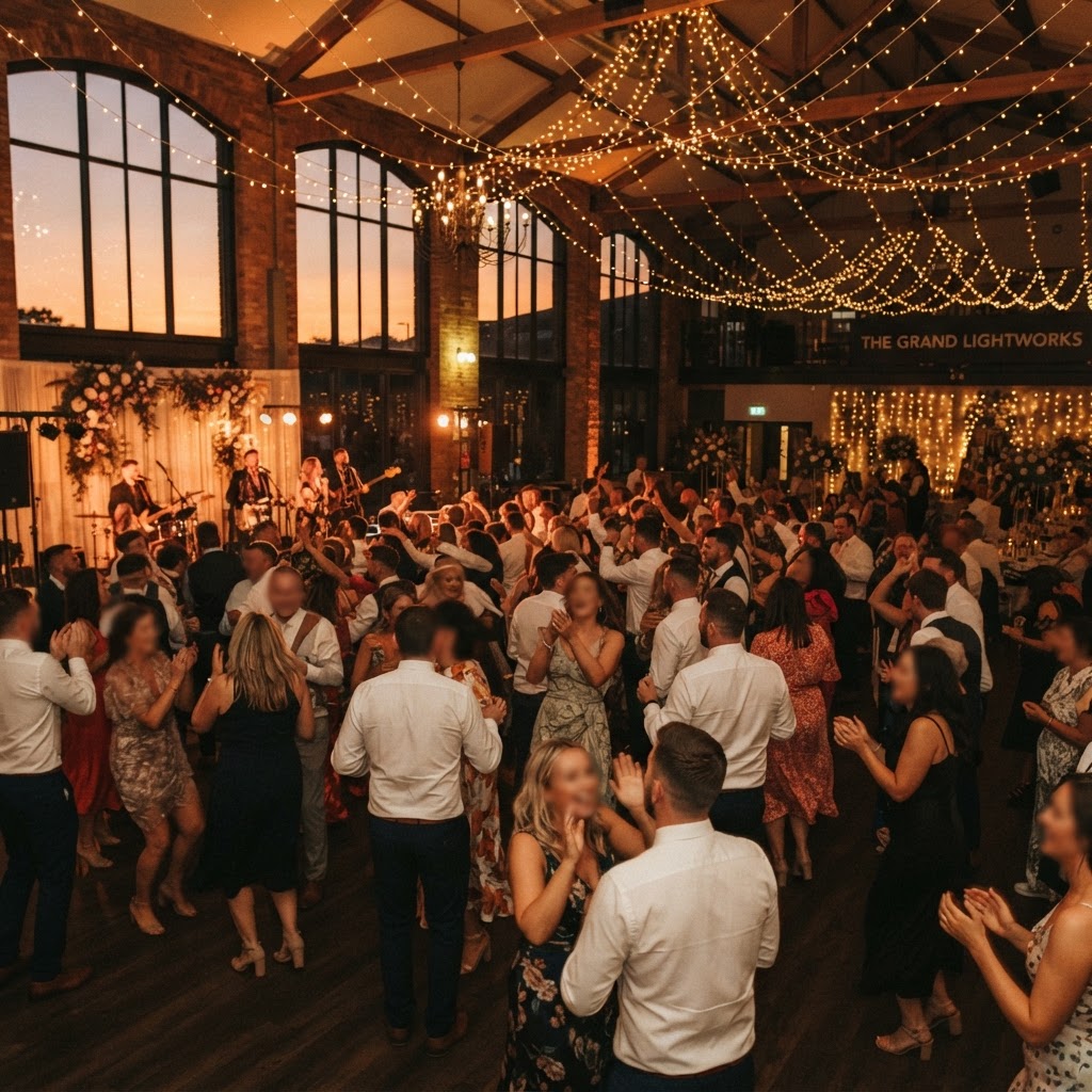 Wedding reception dance floor at The Cardiff Center in Fort Dodge, Iowa