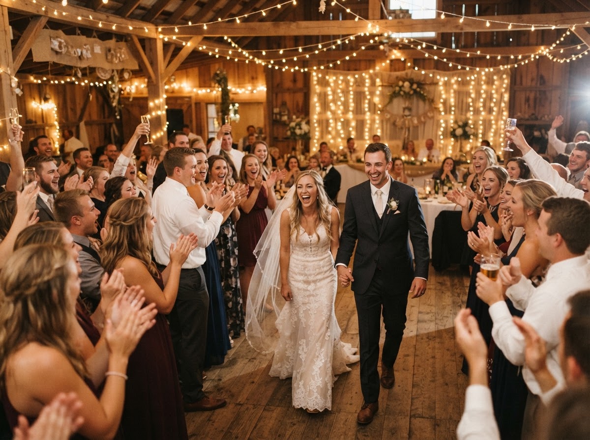 Grand entrance being introduced into an Iowa wedding reception