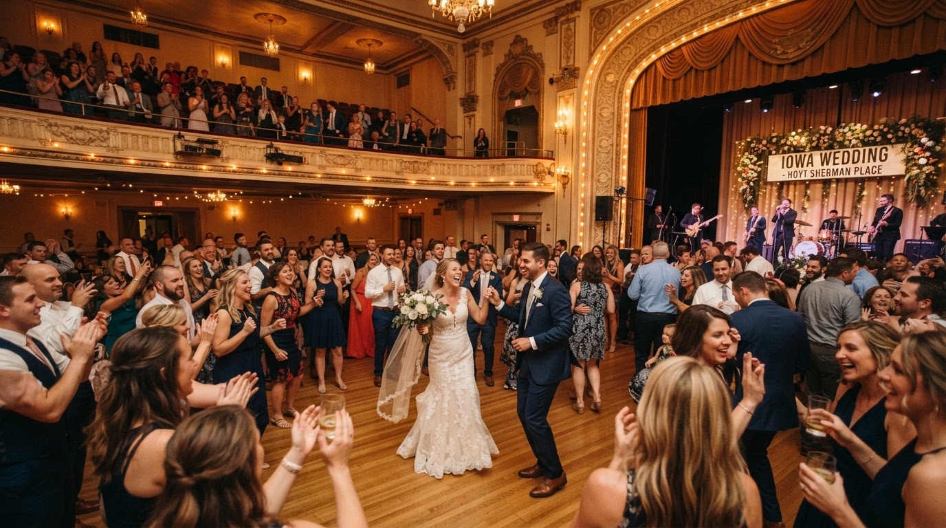 Wedding reception dance floor at The Opry House in Fort Dodge, Iowa