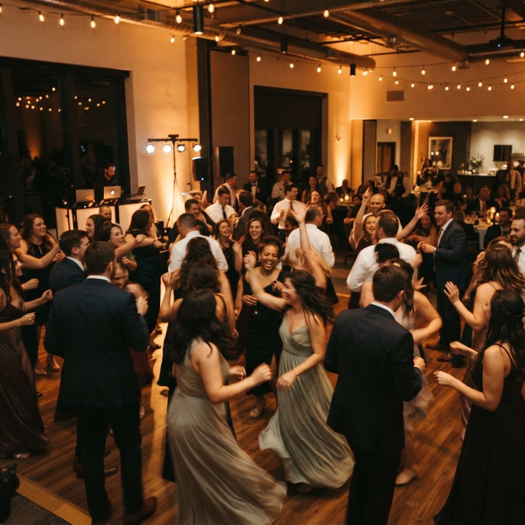 Wedding reception dance floor at Briggs Woods Conference Center in Webster City, Iowa