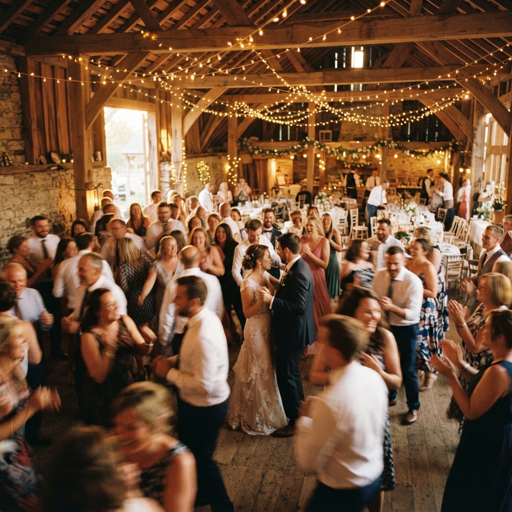 Wedding reception dance floor at The Red Shed in Clarion, Iowa
