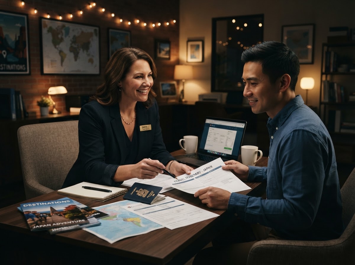 Malam Immi consultant speaking with a client about visa options