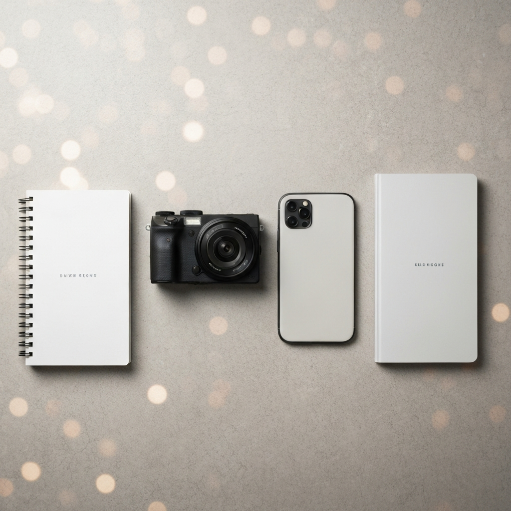 Content creation tools flatlay
