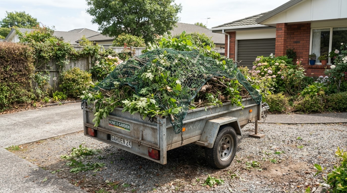 Trailer loaded with garden prunings and clippings in Braybrook Melbourne's west