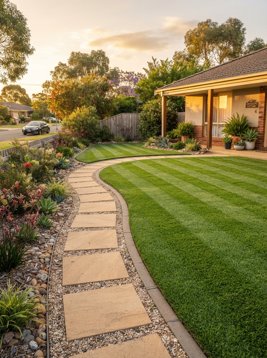 Freshly mown lawn with neat edges